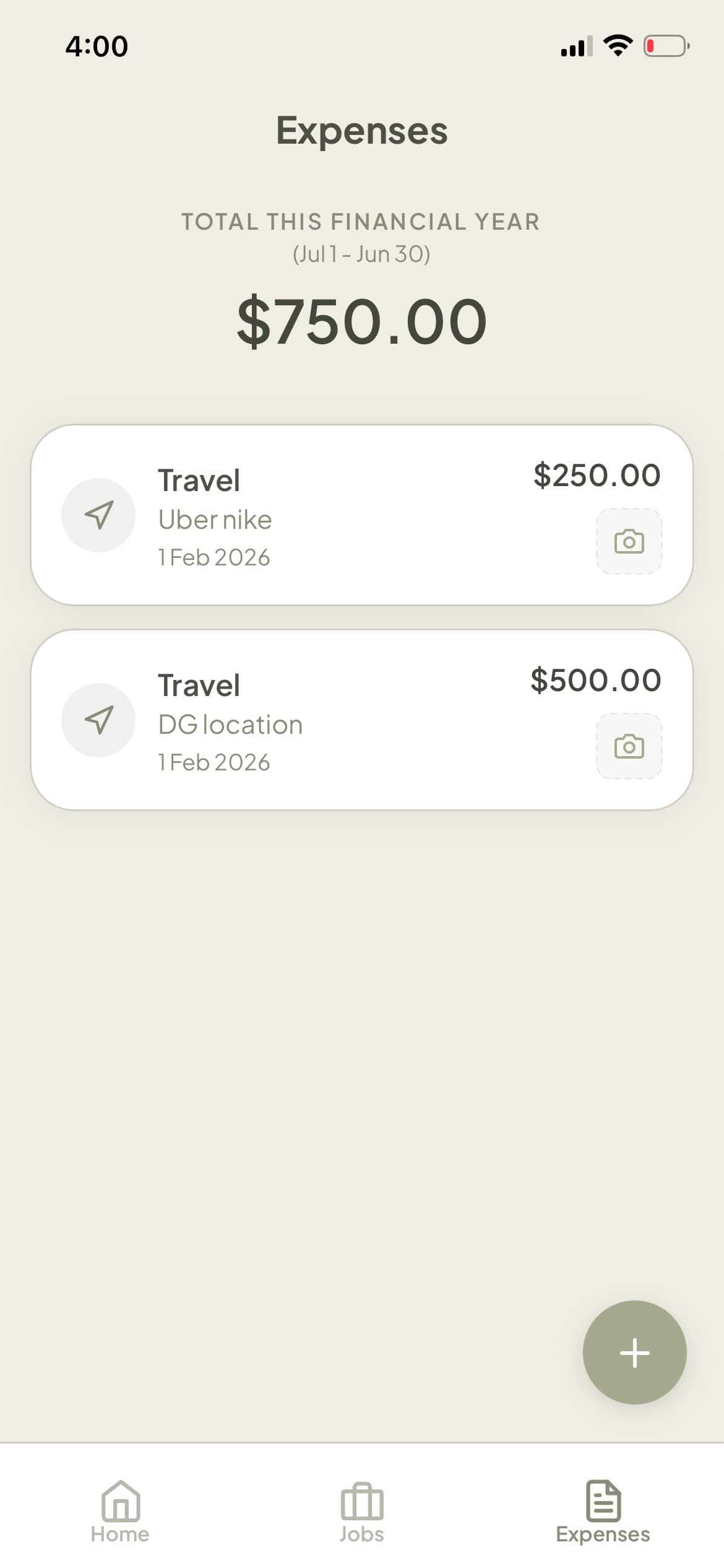 BOOKDU expense tracking list for modeling work deductions